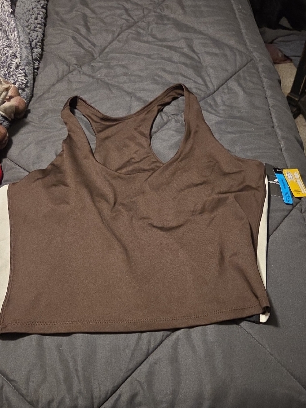 Pro Player Brown Racerback Tank Top with Cream Side Panels